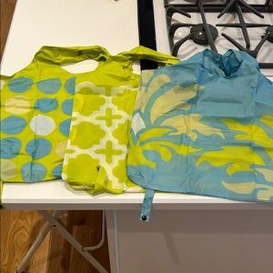 Southern Living At Home Shop and Go Totes Reusable Bags - Green and Blue